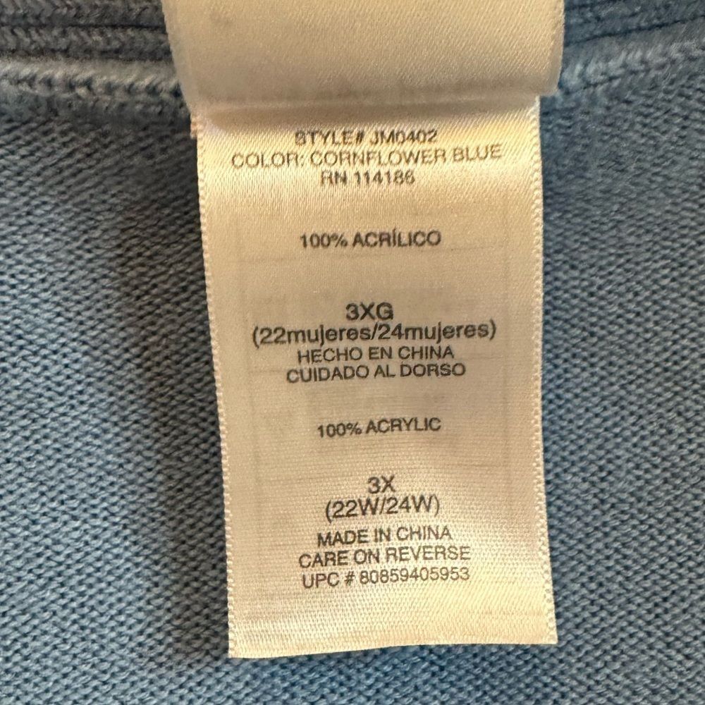Blue 3x Just My Size V-Neck Long Sleeve Knit Sweater — image 5 of 5